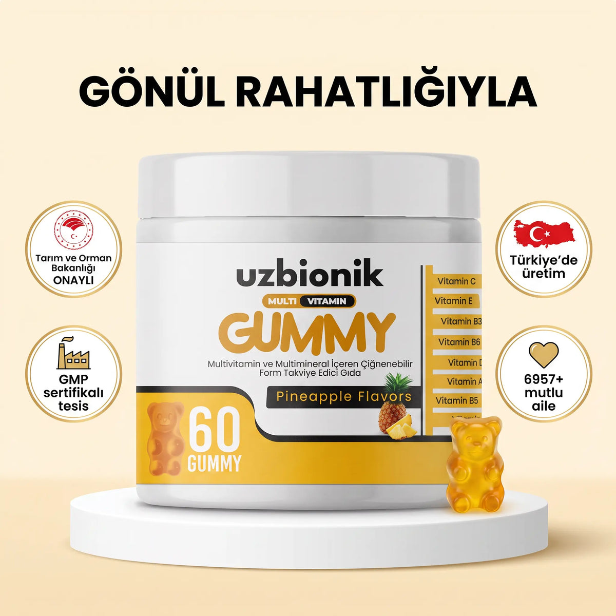 1 Adet  Ananas Aromalı Uzbionik   Multivitamin